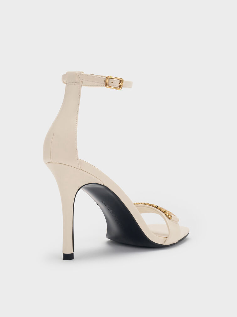 Metallic-Accent Heeled Sandals, Chalk, hi-res