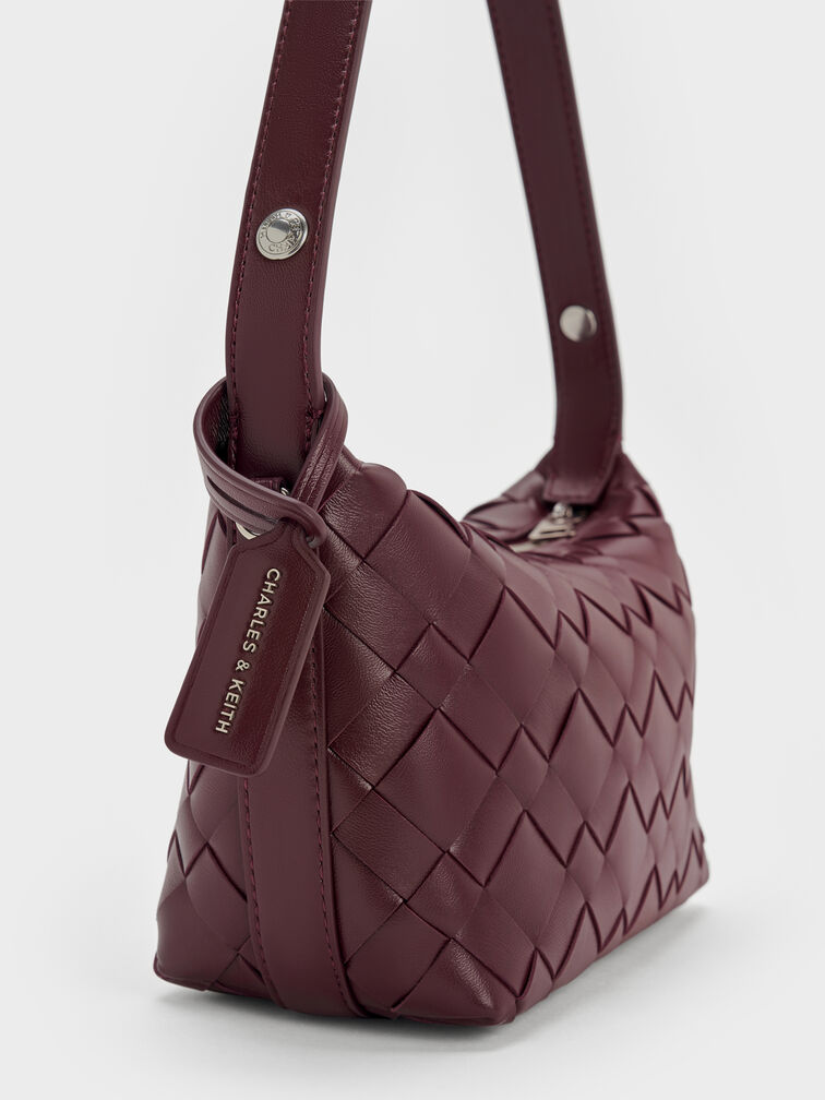 Ivette Woven Shoulder Bag, Wineberry Red, hi-res