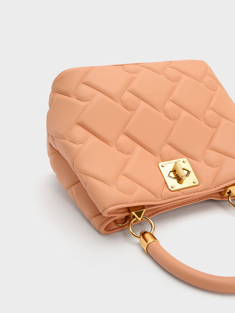 Tillie Quilted Top Handle Bag, Orange, hi-res