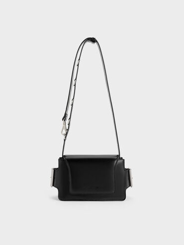 Lexie Side-Buckle Crossbody Bag, Noir, hi-res