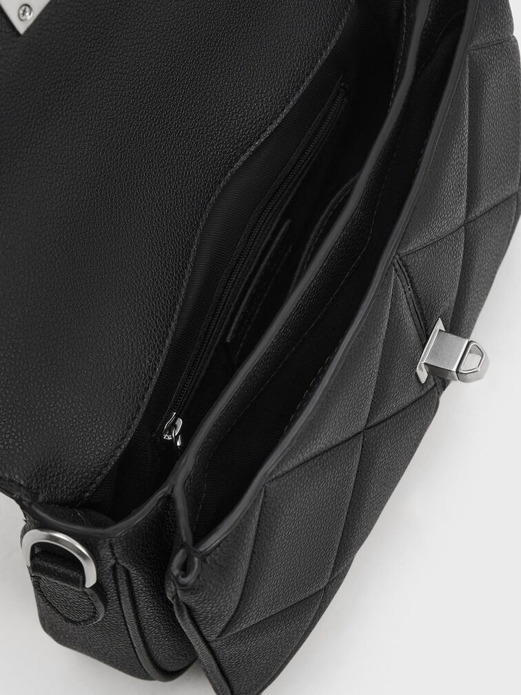 Anwen Quilted Top Handle Bag, Noir, hi-res