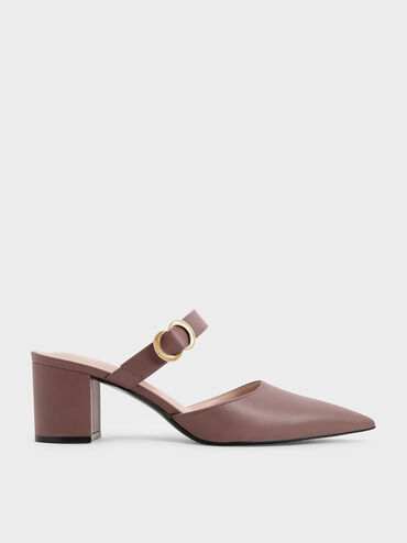 Metallic Accent Pointed-Toe Pumps, Mauve, hi-res