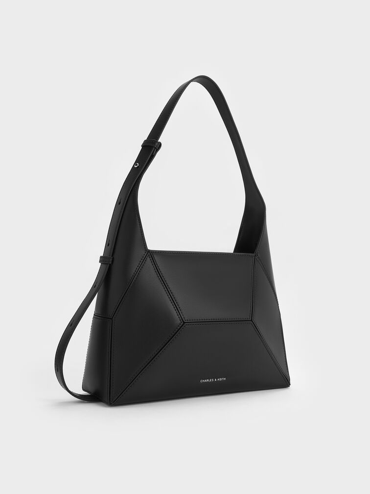 Nasrin Geometric Hobo Bag, Noir, hi-res