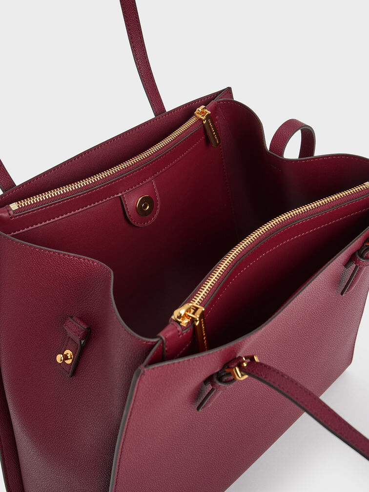 Double Handle Tote Bag, Burgundy, hi-res