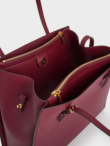 Double Handle Tote Bag, Burgundy, hi-res