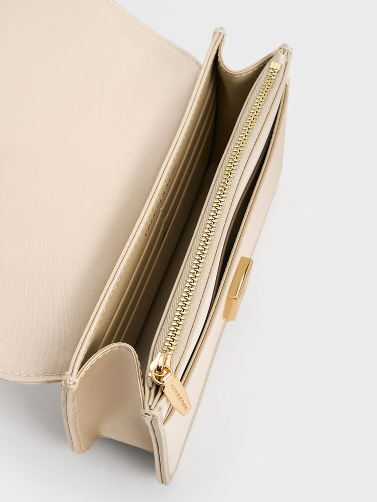 Satin Sequinned Chain-Handle Mini Bag, Light Gold, hi-res