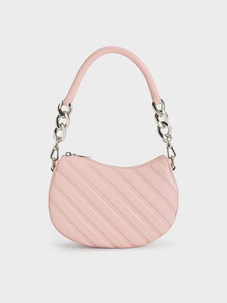 Freja Curved Panelled Bag, Light Pink, hi-res