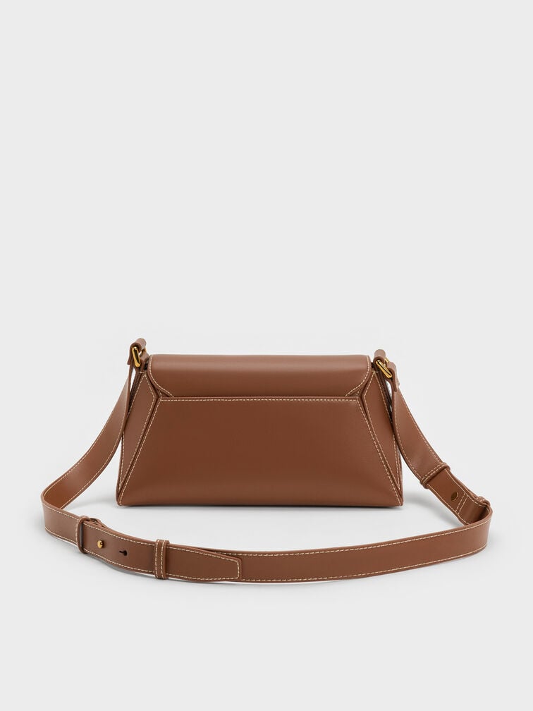 Nasrin Geometric Shoulder Bag, Chocolate, hi-res