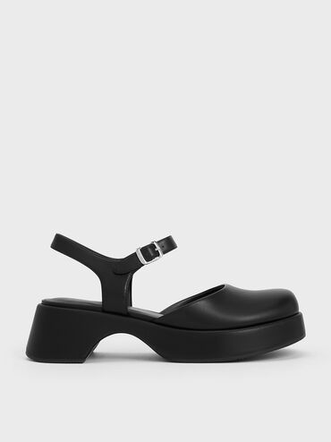 Nerina Ankle-Strap Platform Flats, Black, hi-res