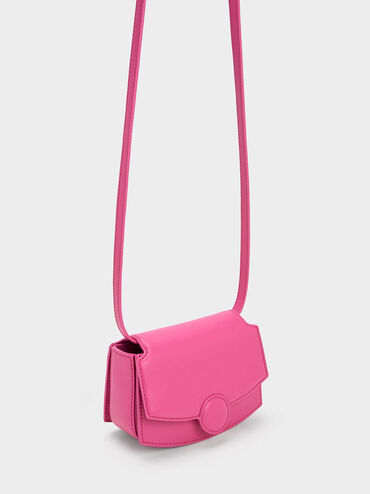 Clover Curved Shoulder Bag, Fuchsia, hi-res
