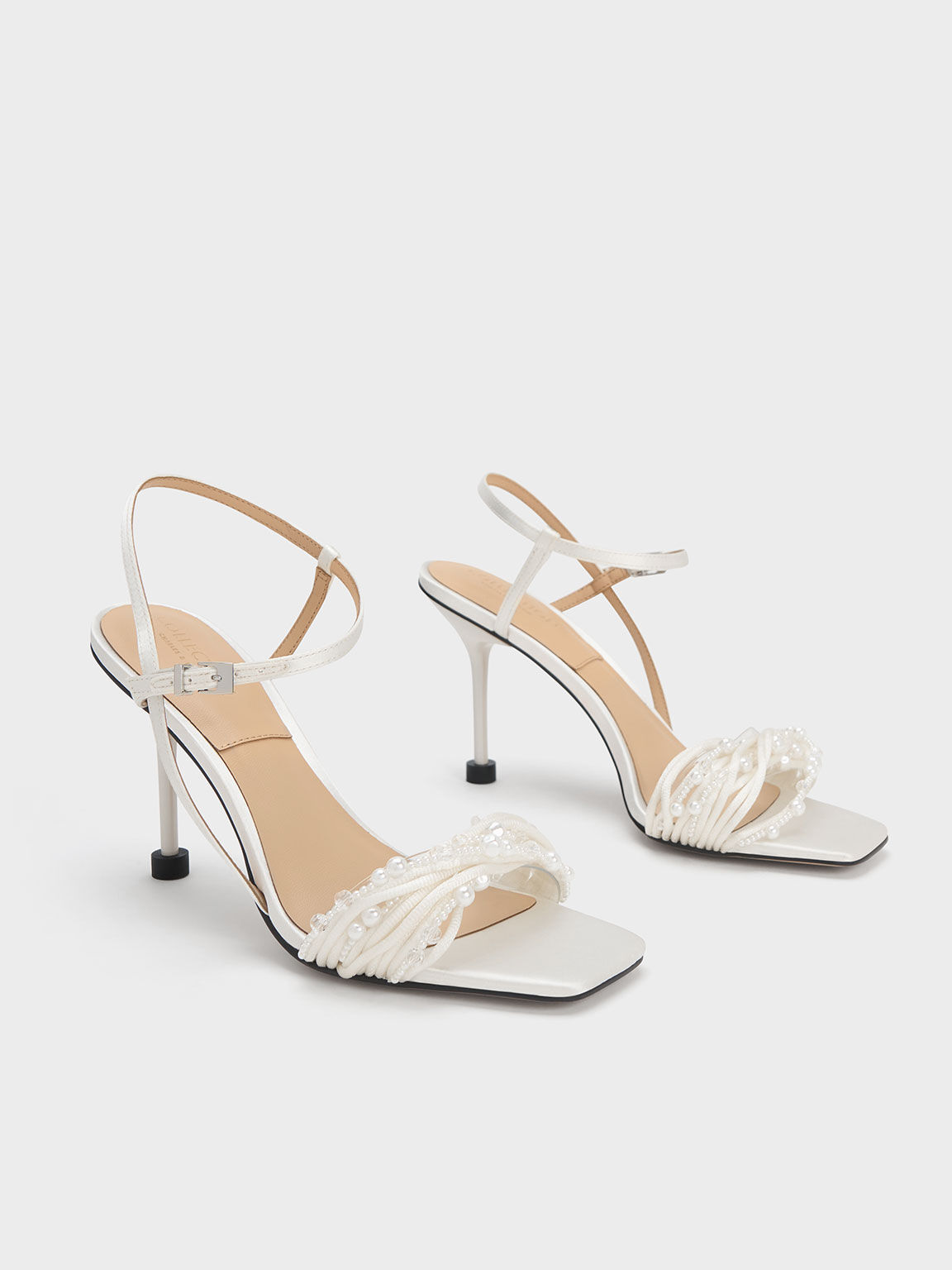 White shop satin sandals