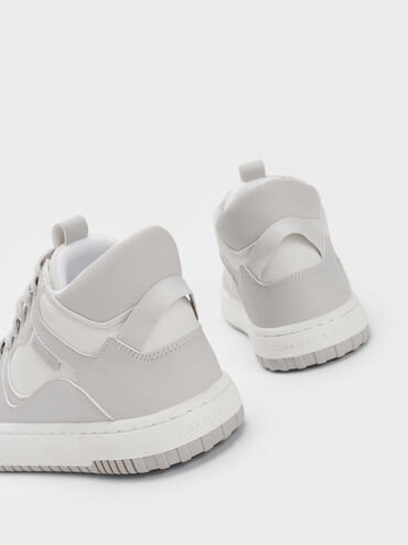 Two-Tone High-Top Platform Sneakers, Light Grey, hi-res