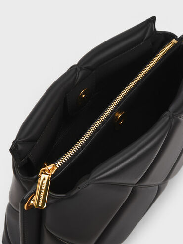 Danika Chunky Chain Padded Bag, Black, hi-res