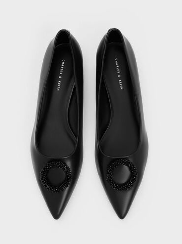 Beaded Circle Flats, Black, hi-res