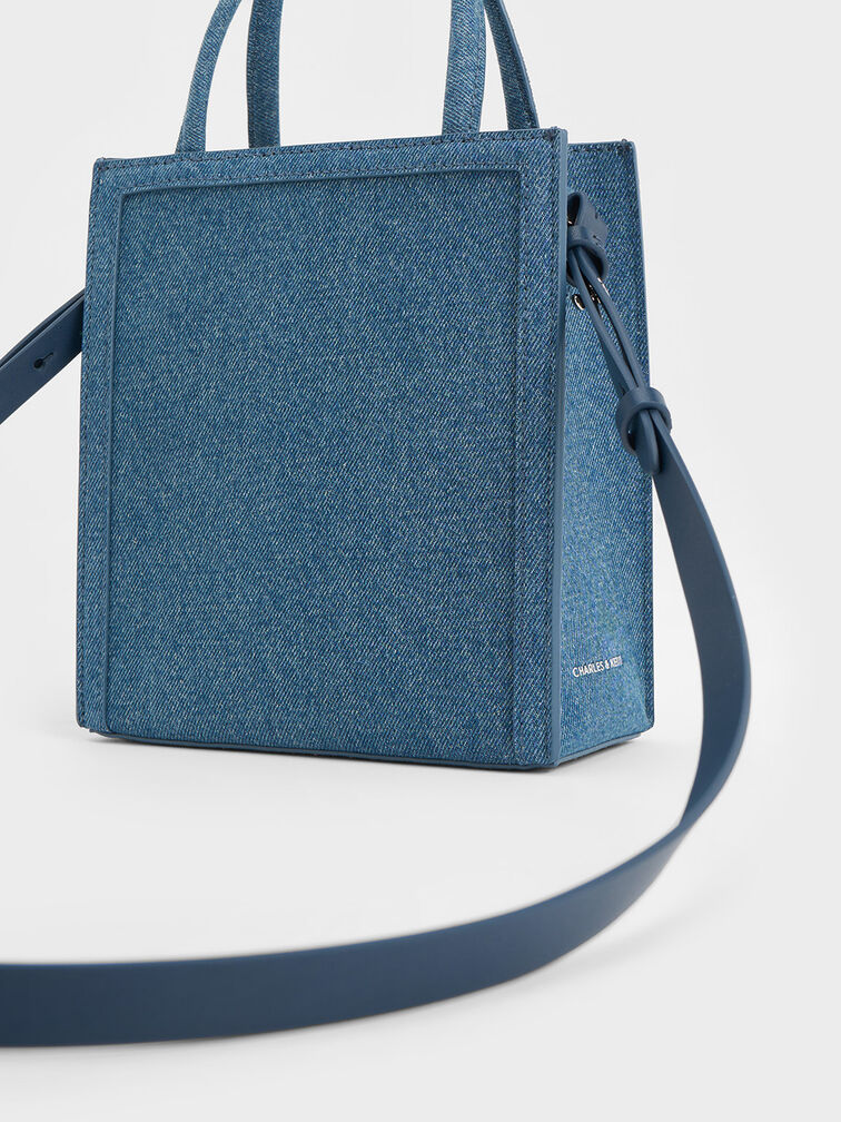 Denim Double Handle Tote Bag, Denim Blue, hi-res
