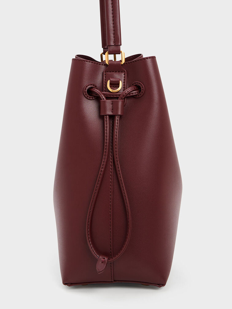 Bellamy Drawstring Hobo Bag, Burgundy, hi-res