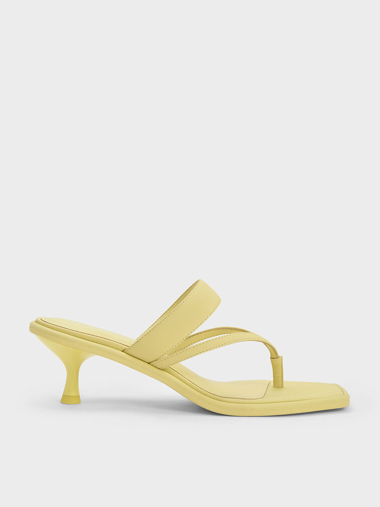 Spool Heel Thong Sandals, Lime, hi-res