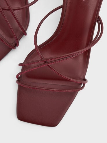 Strappy Heeled Sandals, Burgundy, hi-res