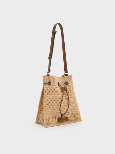 Ida Knitted Bucket Bag, Beige, hi-res
