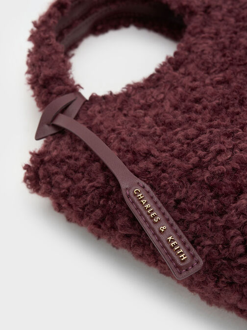 Arlys Furry Tote Bag, Burgundy, hi-res