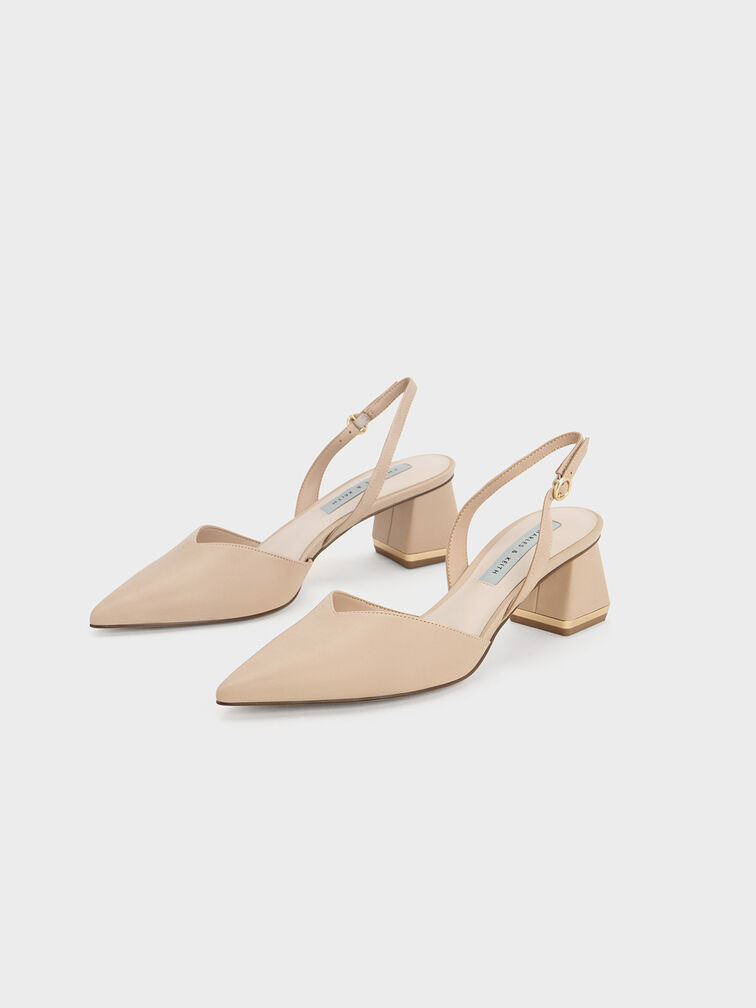 Katarina Trapeze Heel Slingback Pumps, Light Pink, hi-res