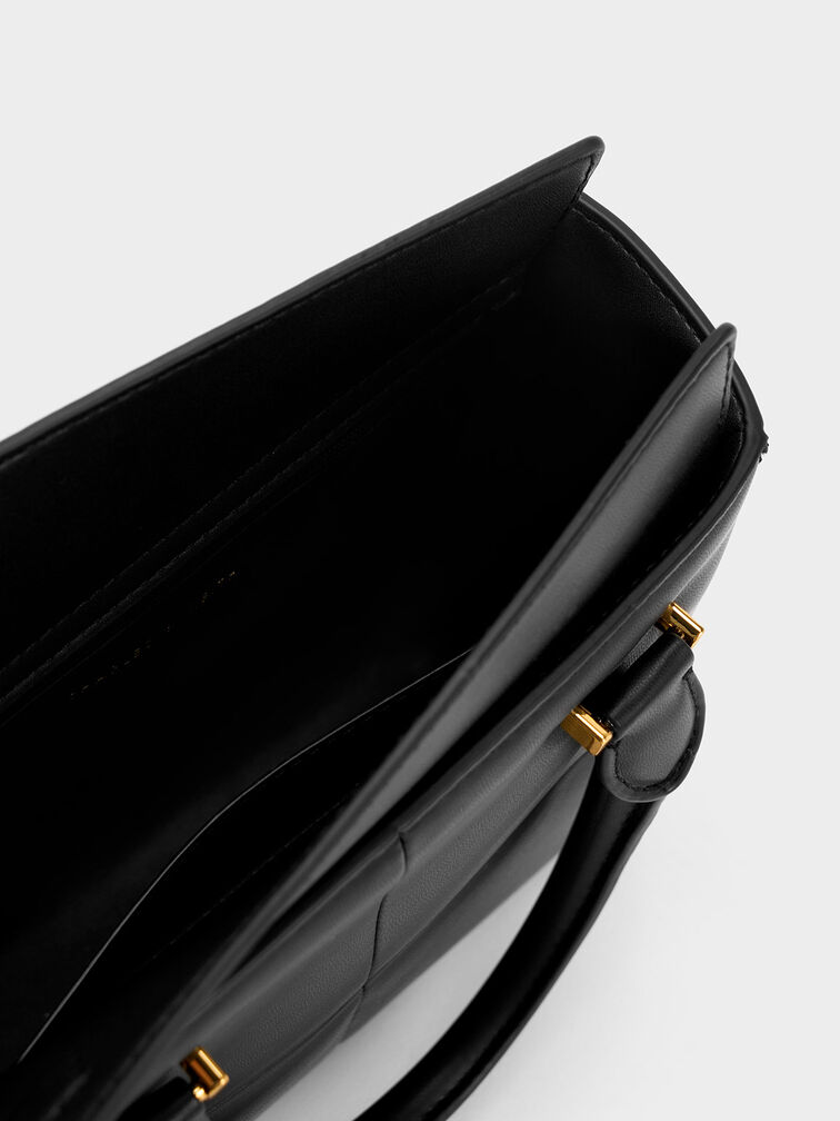 Georgette Square Tote Bag, Black, hi-res