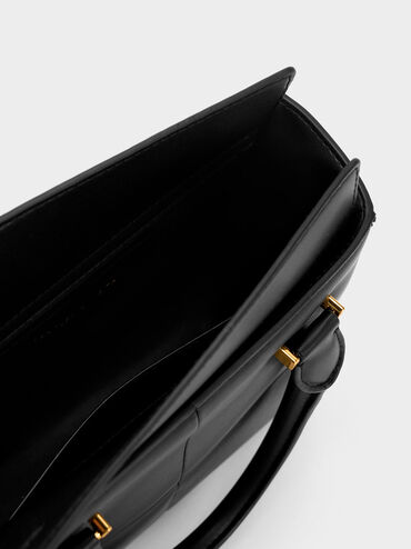 Georgette Square Tote Bag, Black, hi-res