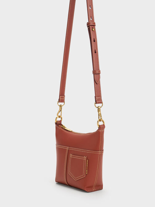 Anthea Contrast-Trim Shoulder Bag, Mocha, hi-res