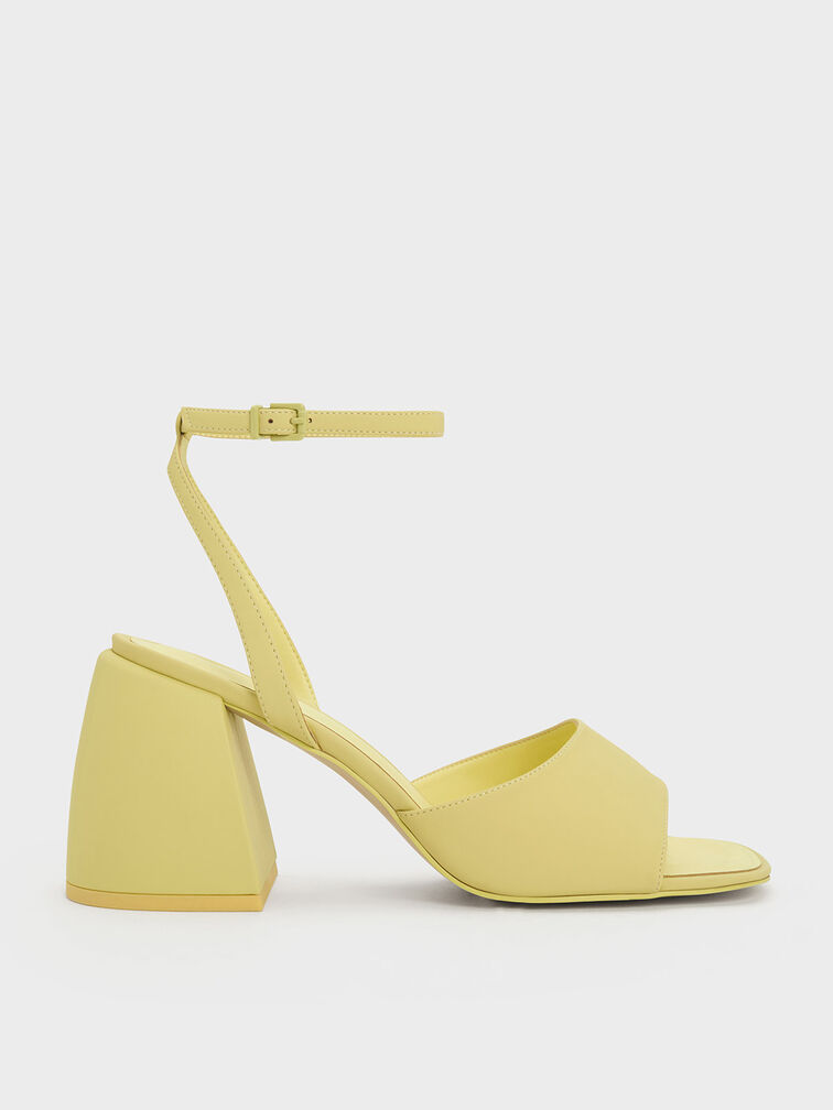 Chunky Block Heel Sandals, Yellow, hi-res