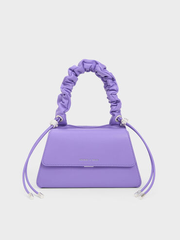 Cosette Ruched-Handle Trapeze Bag, Purple, hi-res