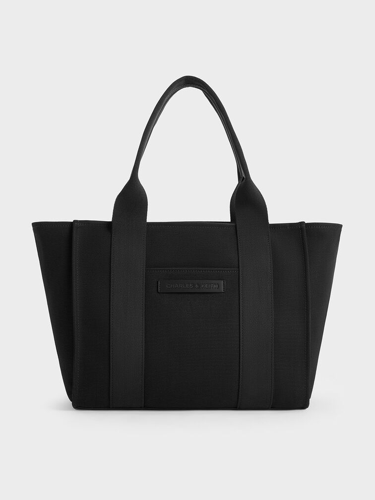 Large Kay Canvas Tote Bag, Noir, hi-res