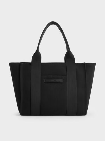 Large Kay Canvas Tote Bag, Noir, hi-res