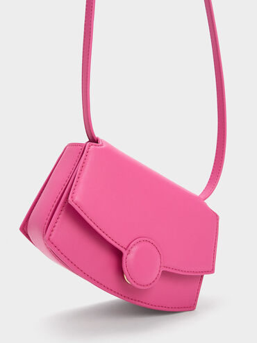 Clover Curved Shoulder Bag, Fuchsia, hi-res