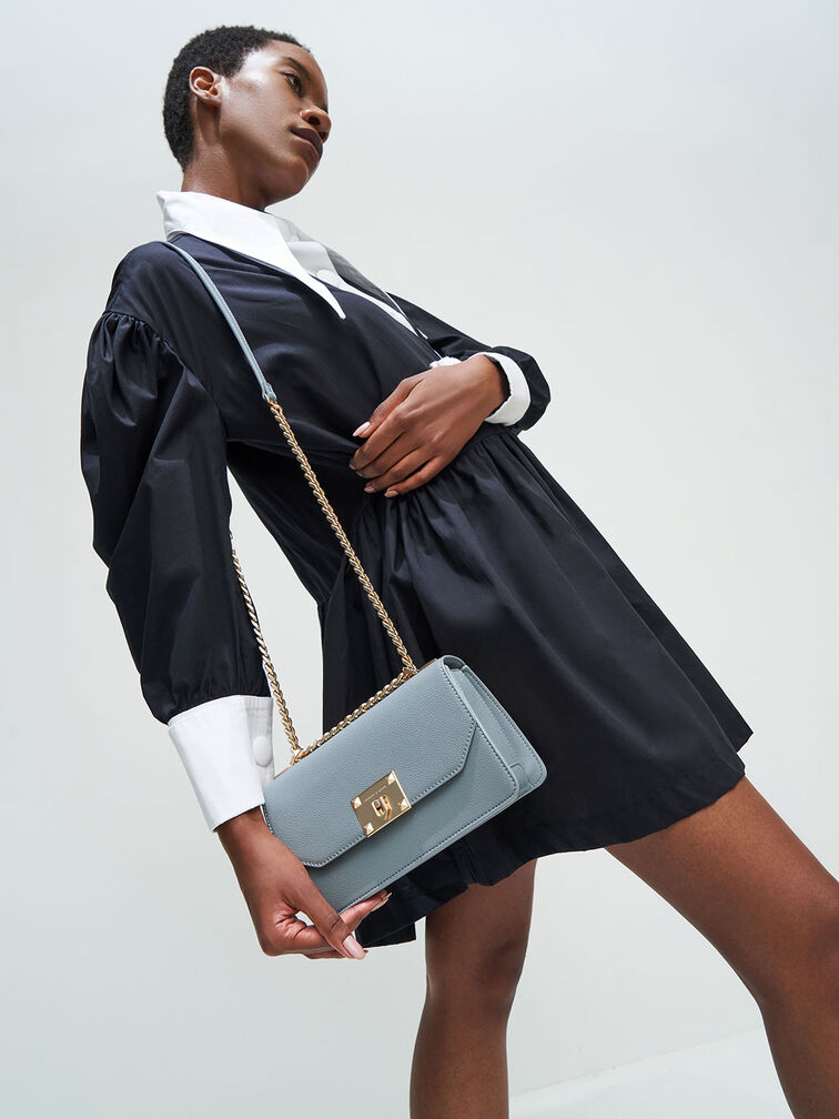 Classic Push-Lock Crossbody Bag, Steel Blue, hi-res