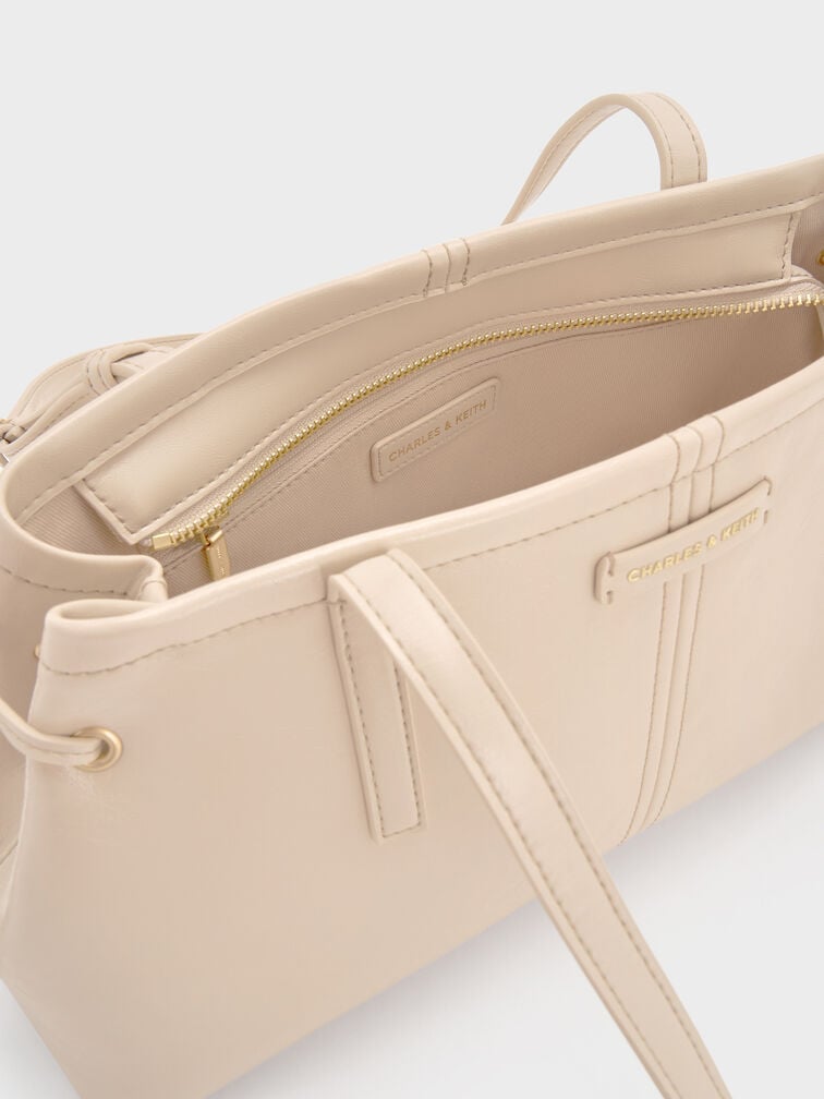 Noane Elongated-Handle Shoulder Bag, Oat, hi-res