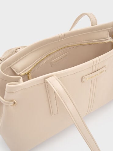 Noane Elongated-Handle Shoulder Bag, Oat, hi-res