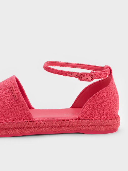 Woven Ankle-Strap Espadrille Flats, Fuchsia, hi-res