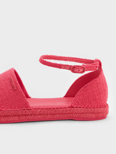 Woven Ankle-Strap Espadrille Flats, Fuchsia, hi-res