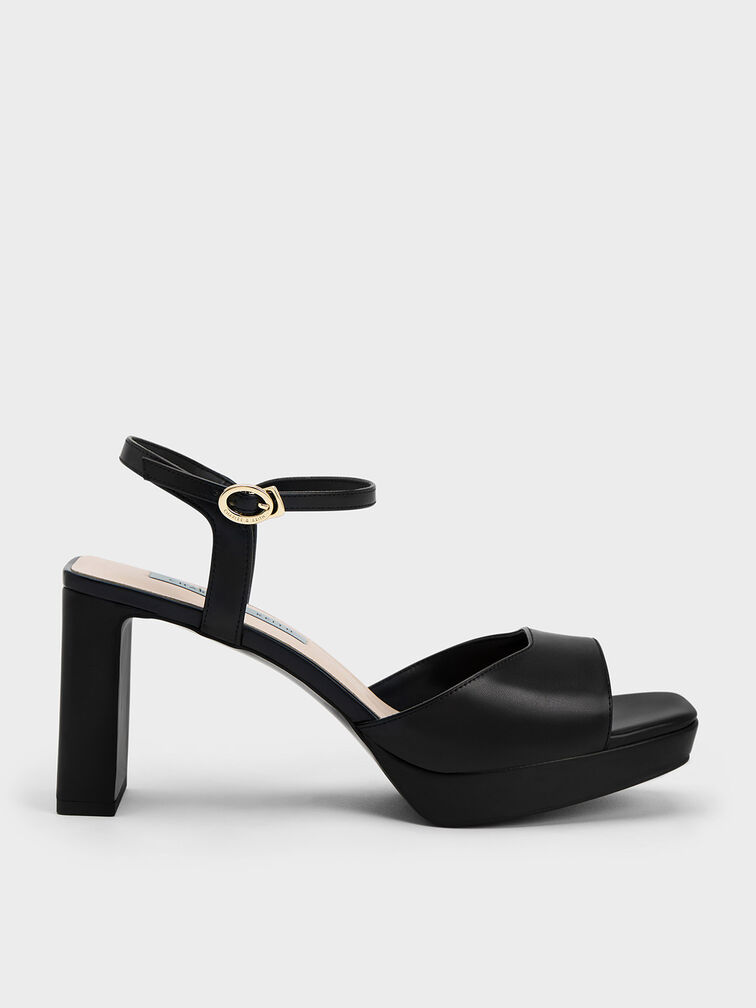 Blade Heel Platform Sandals, Black, hi-res