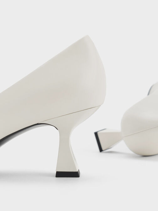 Pointed-Toe Flare Heel Pumps, Chalk, hi-res