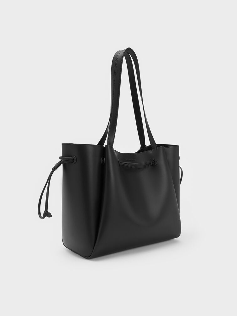 Hanya Drawstring Tote Bag, Jet Black, hi-res
