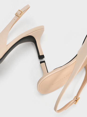 Leslie Metallic-Accent Slingback Pumps, Nude, hi-res
