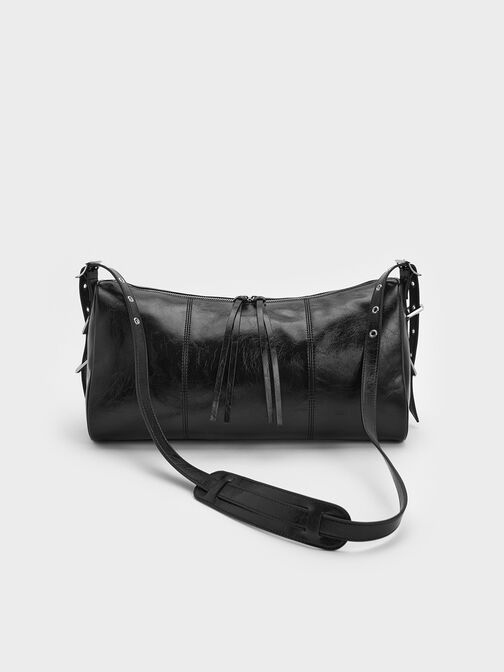 Bryna Panelled Grommet-Strap Crossbody Bag, Noir, hi-res
