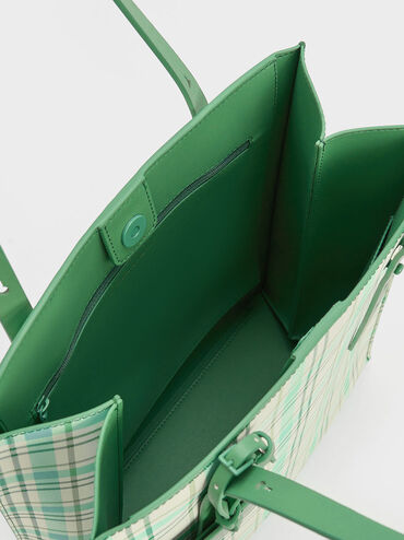 Cyrus Checkered Tote Bag, Green, hi-res