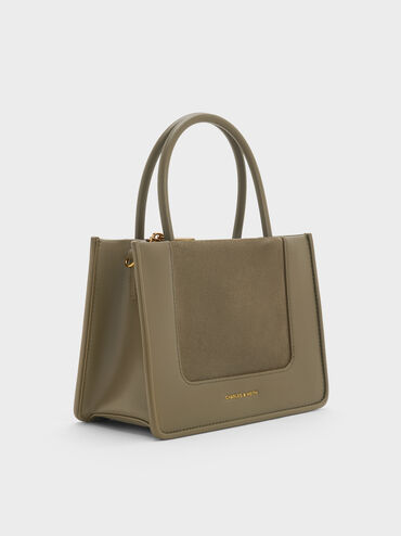 Mini Daylla Recycled Suede Tote Bag, Deep Olive, hi-res