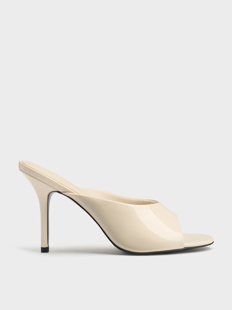 Patent Stiletto Mules, Chalk, hi-res