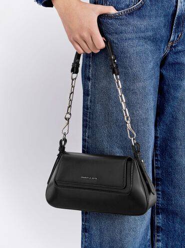 Olivia Trapeze Shoulder Bag, Noir, hi-res