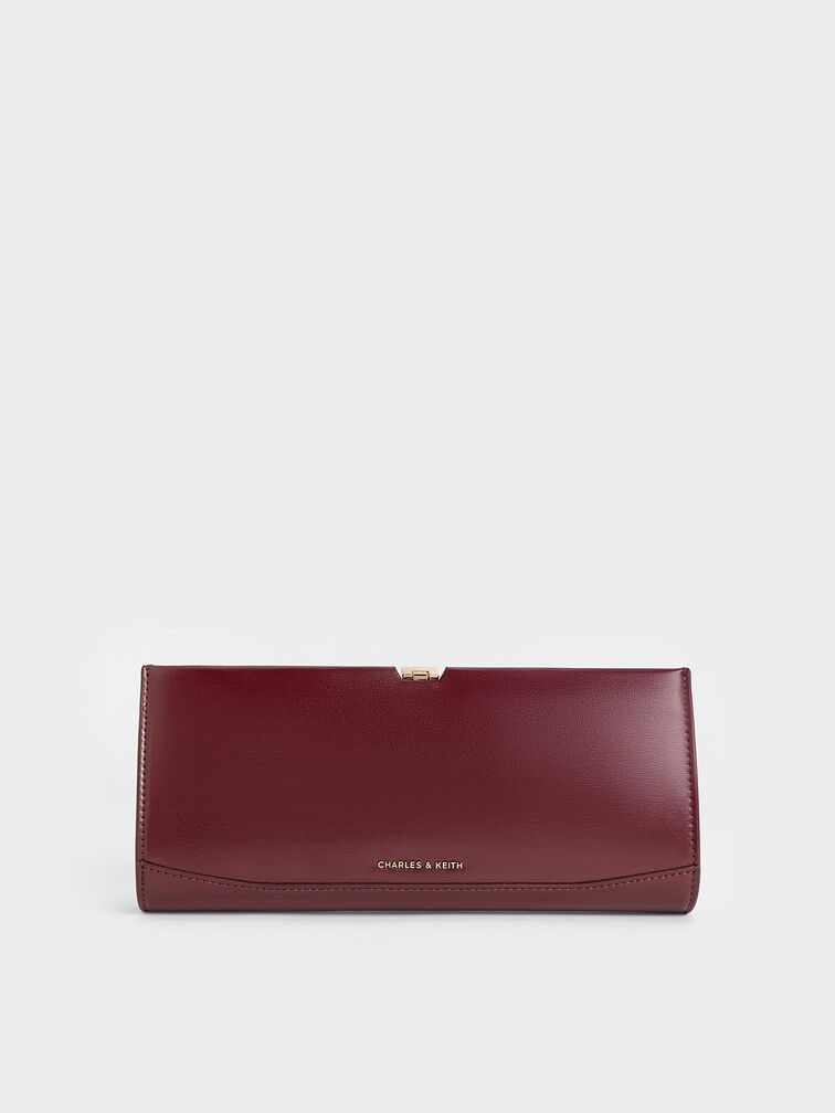 Wisteria Metallic-Accent Clutch, Burgundy, hi-res