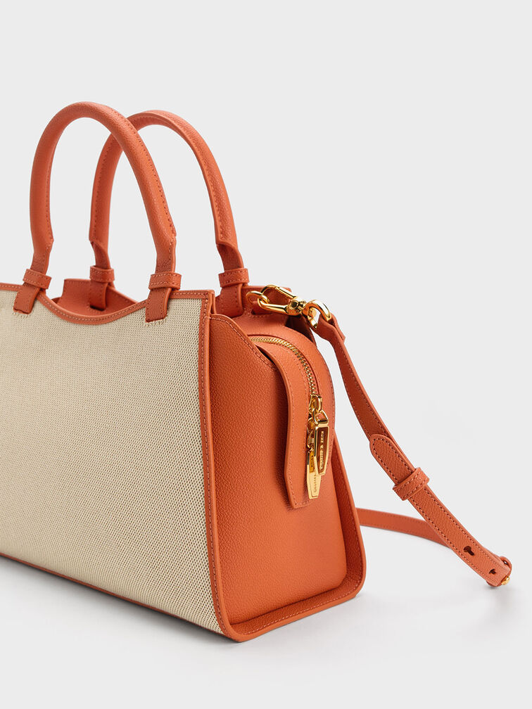 Avis Canvas Trapeze Tote Bag, Orange, hi-res