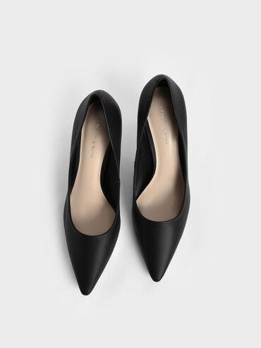 Spool Heel Pumps, Black, hi-res